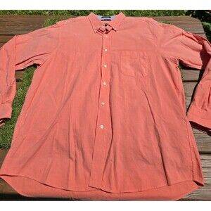 Chaps Men's Long Sleeve Oxford Shirt Size 17-17 1/2 36/37 Peach Wrinkle Free